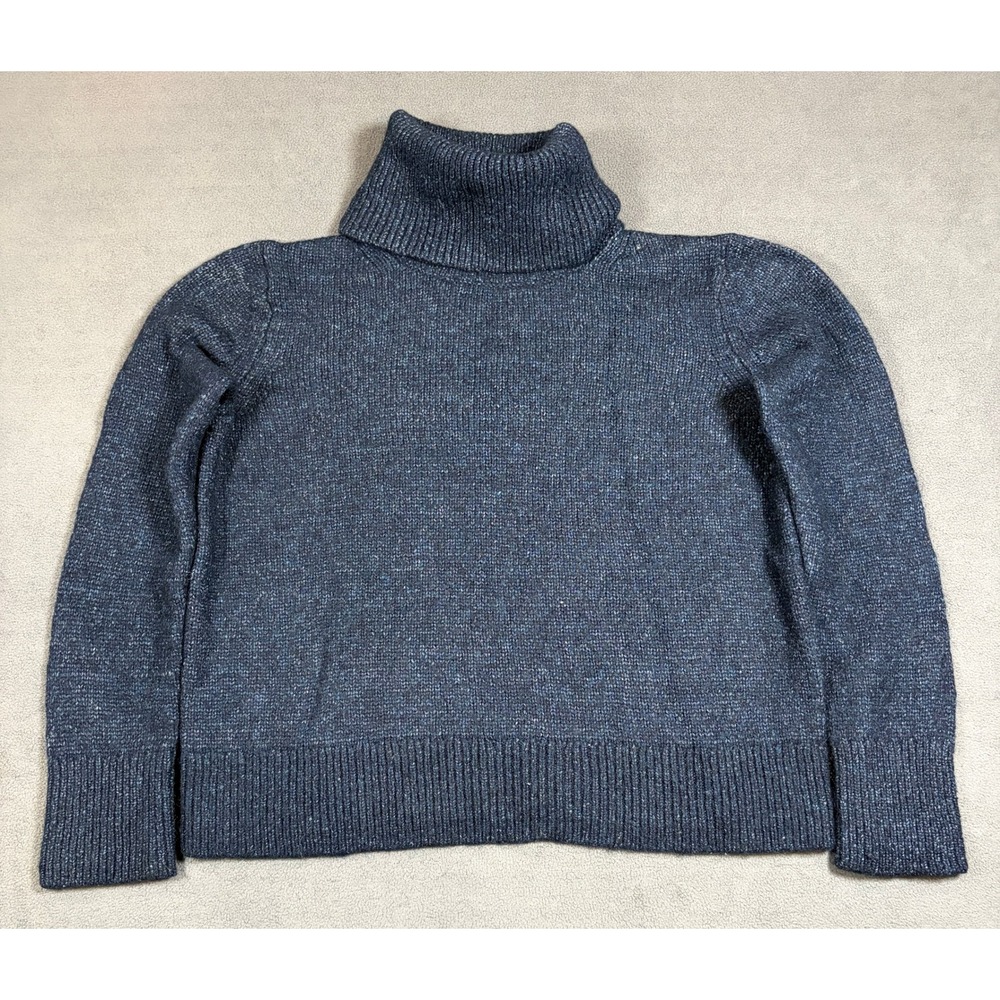 Banana Republic Turtleneck Sweater Womens Medium Blue Merino Wool Alpaca Blend